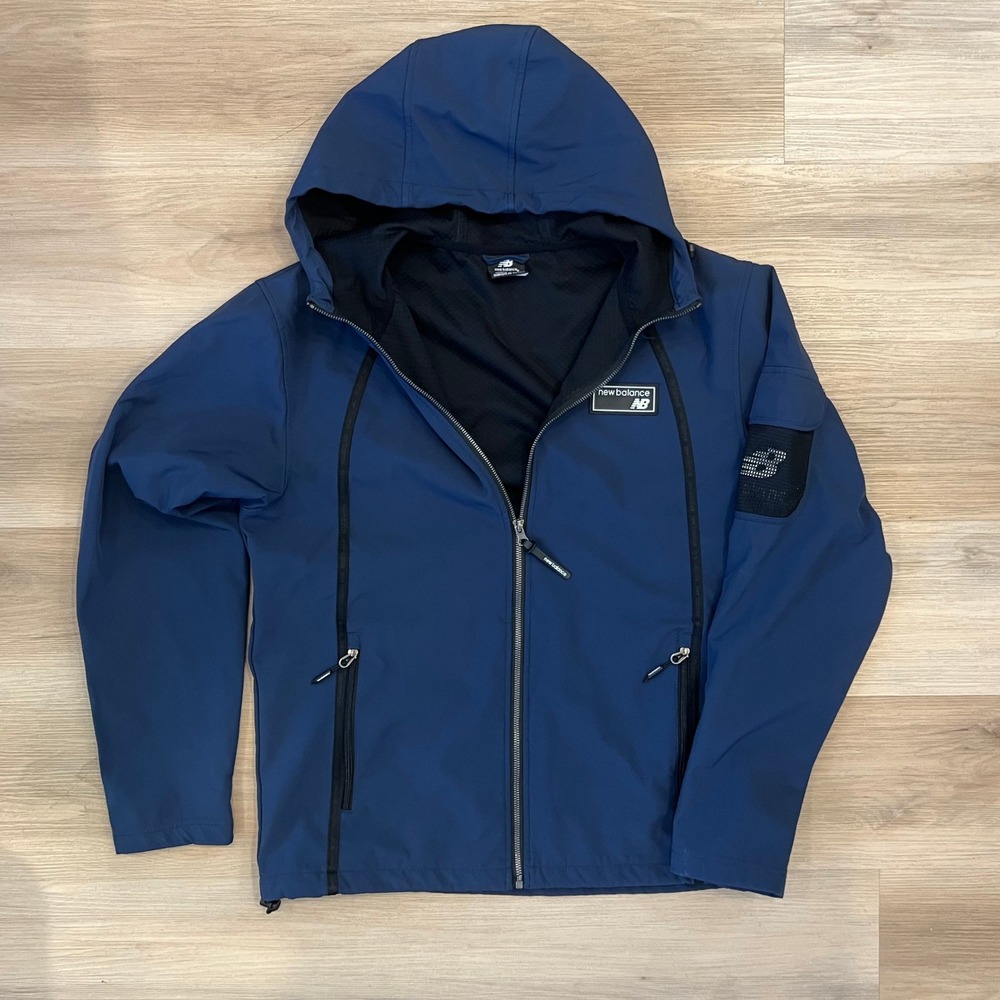 New Balance Men's Full Zip‎ Lightweight Navy Blue Hooded Jacket - Men's Casual
